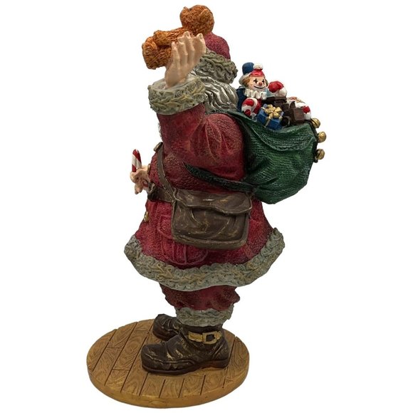 Christmas Santa Claus Resin Polystone Figure 10.5 Inches Tall with Bag of Toys & - Picture 5 of 9